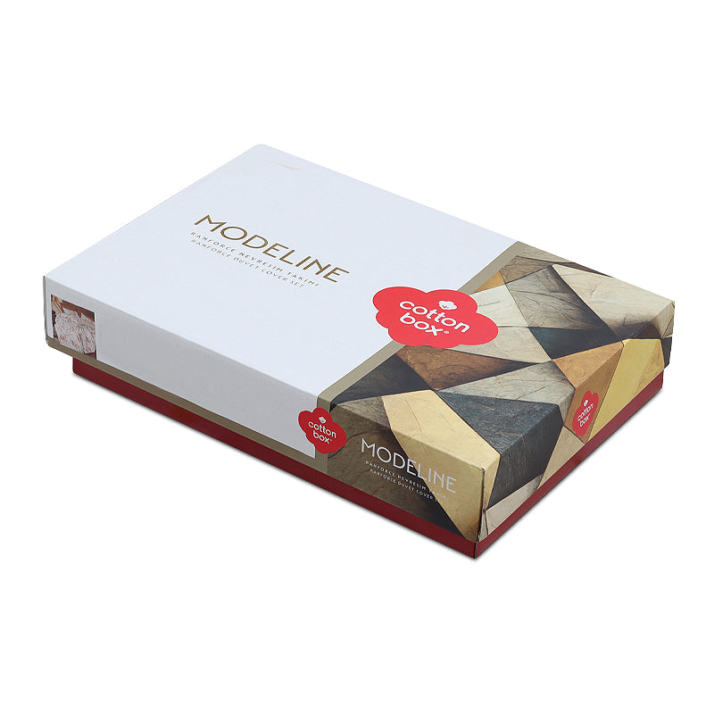 Σετ παπλωματοθήκη Flos Cotton Box 4 τμχ Διπλή (200x220) χρώμα μπορντώ - Pakobazaar
