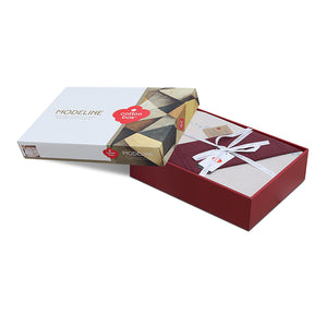 Σετ παπλωματοθήκη Flos Cotton Box 4 τμχ Διπλή (200x220) χρώμα μπορντώ - Pakobazaar