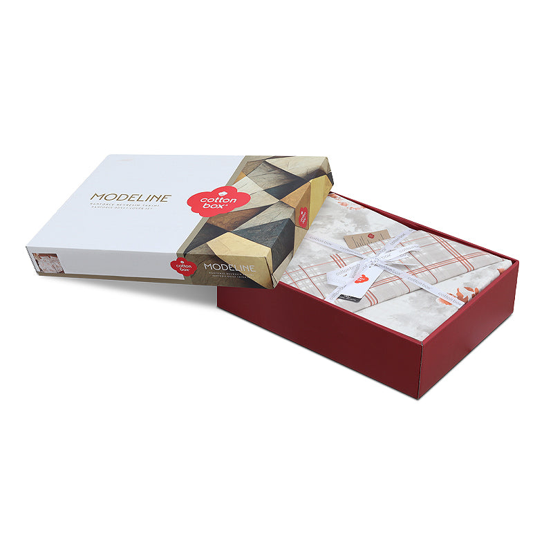 Σετ παπλωματοθήκη Lamina Cotton Box 4 τμχ Διπλή (200x220) χρώμα cinnamon
