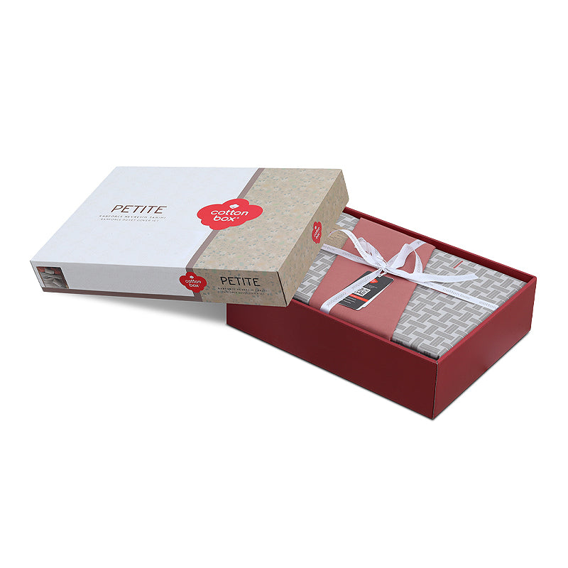 Σετ παπλωματοθήκη Mote Cotton Box 4 τμχ Διπλή (200x220) χρώμα κόκκινο - γκρι - Pakobazaar