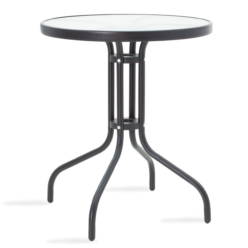 Τραπέζι Watson  μέταλλο μαύρο-γυαλί Φ60x70εκ - Image 1