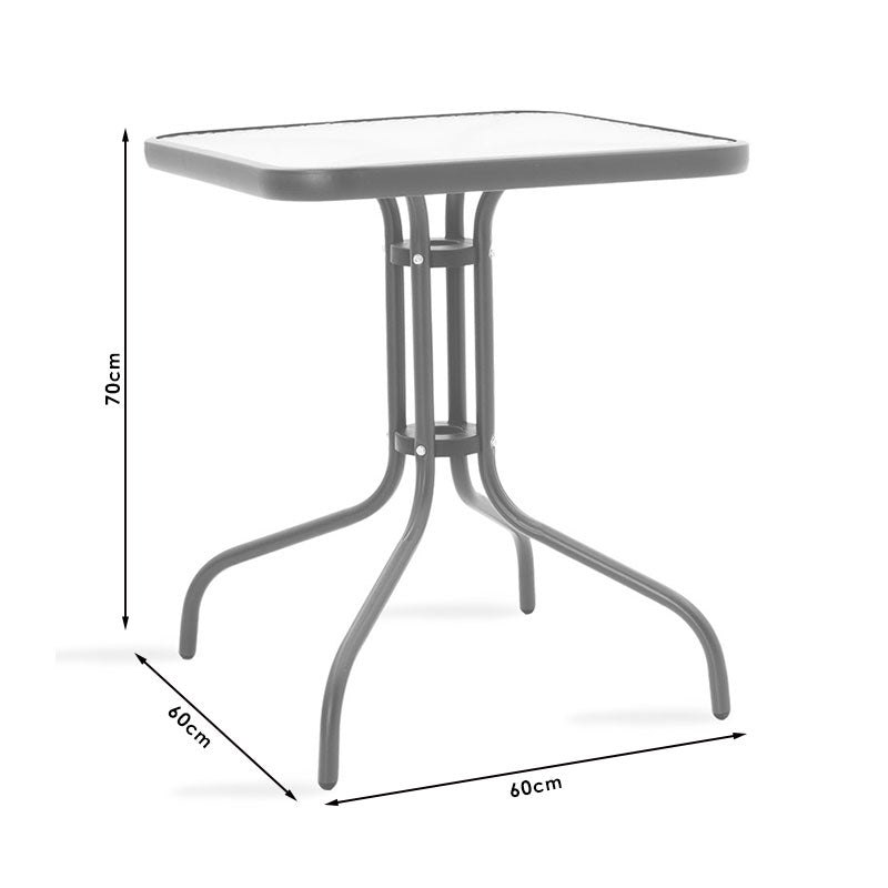 Τραπέζι Watson  μέταλλο καφέ-γυαλί 60x60x70εκ - Image 4