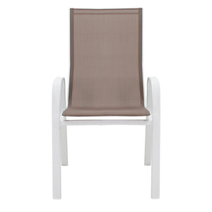 Πολυθρόνα Calan  μέταλλο λευκό-textilene καφέ 54x74x91εκ - Pakobazaar