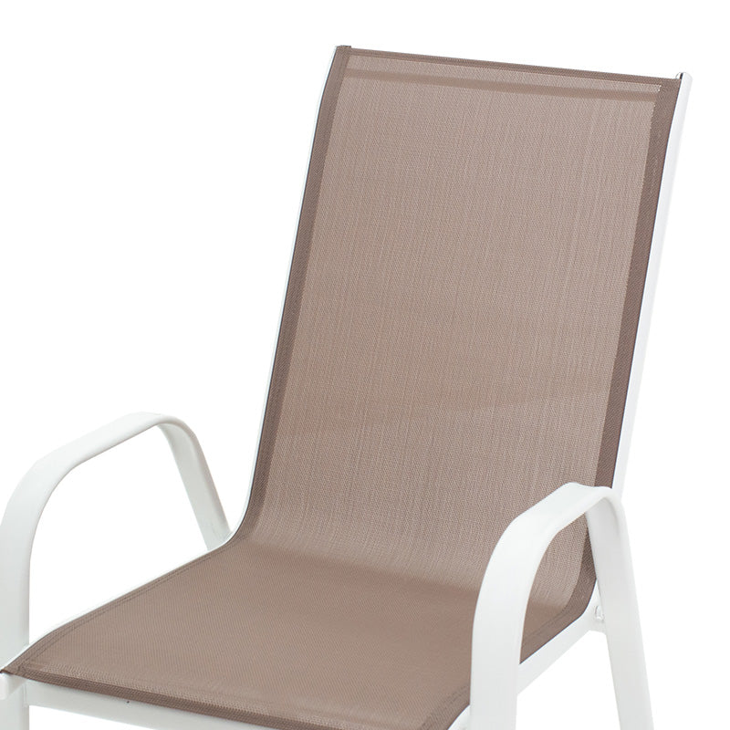 Πολυθρόνα Calan  μέταλλο λευκό-textilene καφέ 54x74x91εκ - Pakobazaar