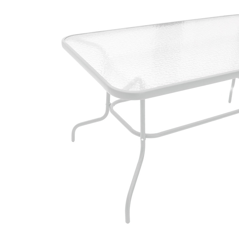 Τραπέζι Valor  μέταλλο λευκό-γυαλί 140x80x70εκ - Pakobazaar
