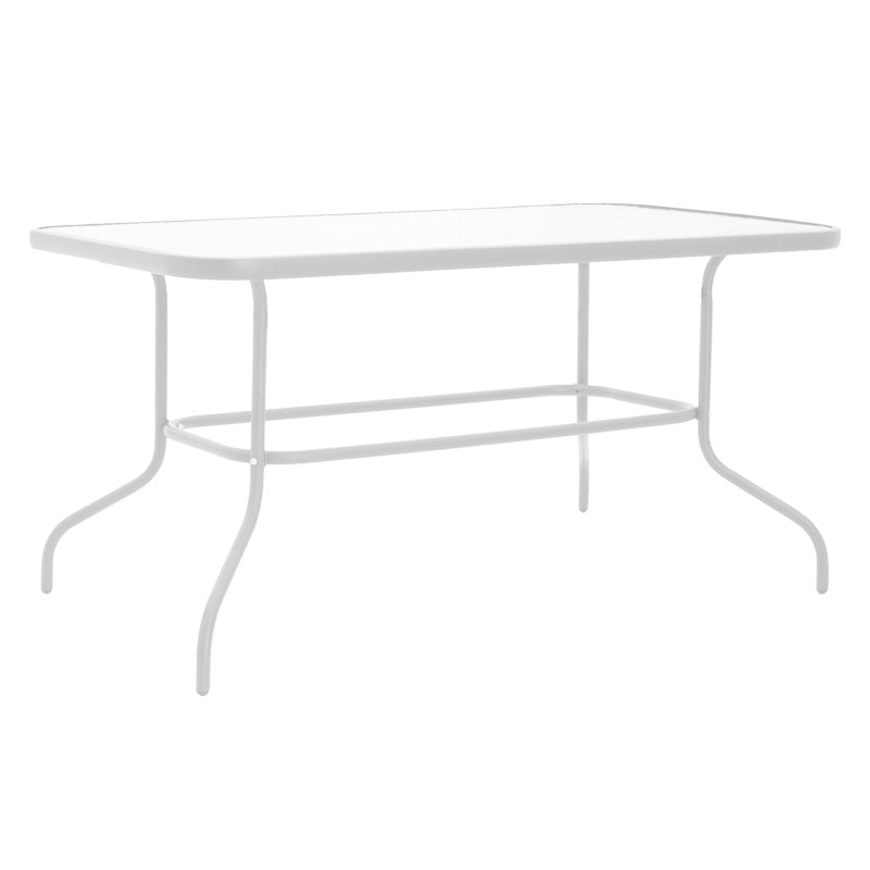 Τραπέζι Valor  μέταλλο λευκό-γυαλί 140x80x70εκ - Pakobazaar