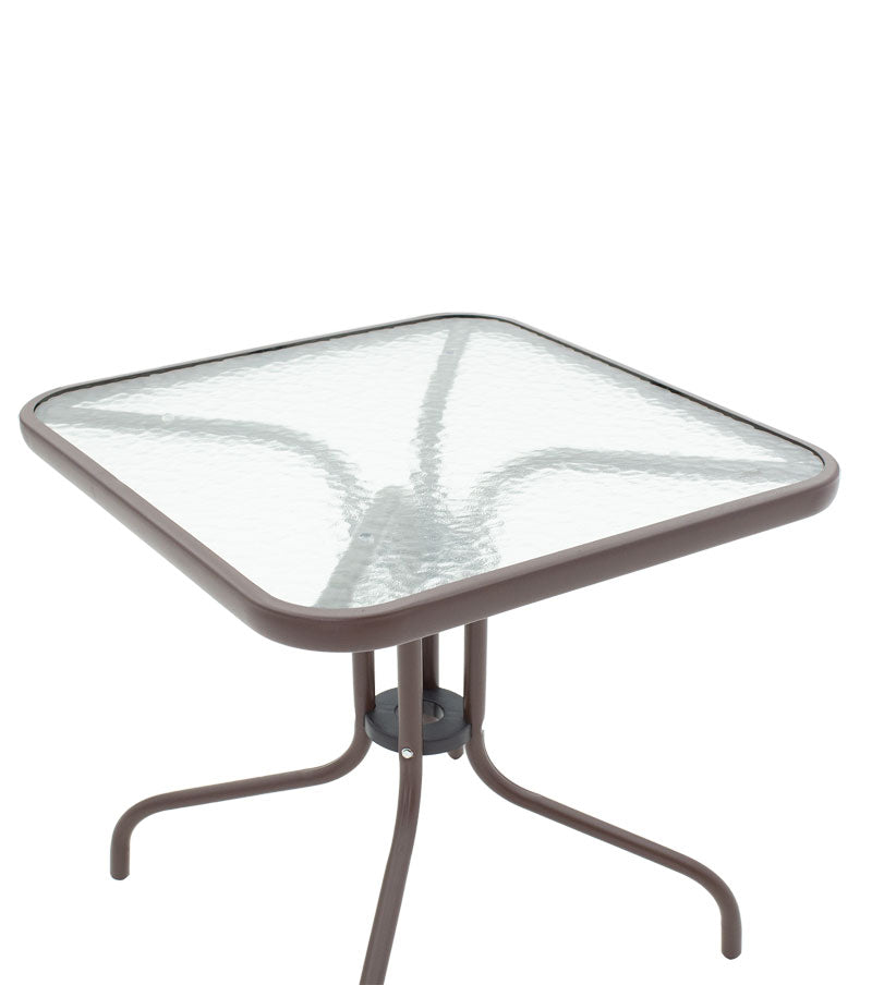 Τραπέζι Watson  μέταλλο καφέ-γυαλί 80x80x70εκ - Image 2