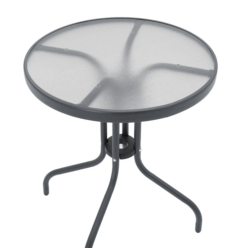 Τραπέζι Watson  μέταλλο ανθρακί-γυαλί Φ60x70εκ - Image 3