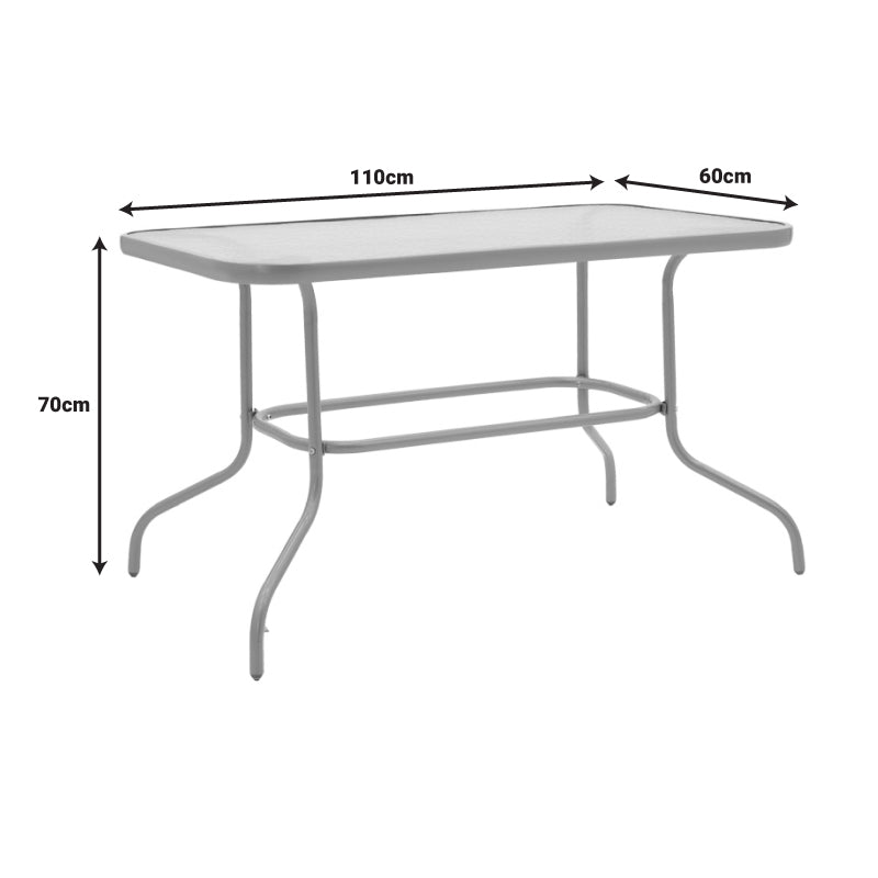 Τραπέζι Valor  μέταλλο ανθρακί-γυαλί 110x60x70εκ - Pakobazaar