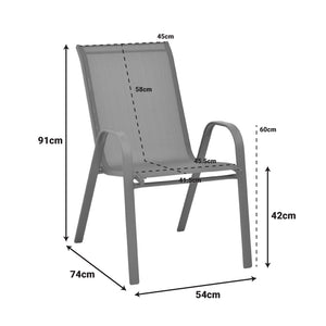 Τραπεζαρία Valor-Calan σετ 5τεμ  μέταλλο-textilene ανθρακί 110x60x70εκ - Pakobazaar