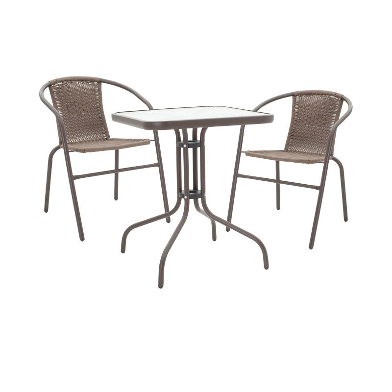 Tραπεζαρία Obbi-Watson  σετ 3τεμ καφέ μέταλλο-pe rattan 60x60x70εκ - Pakobazaar