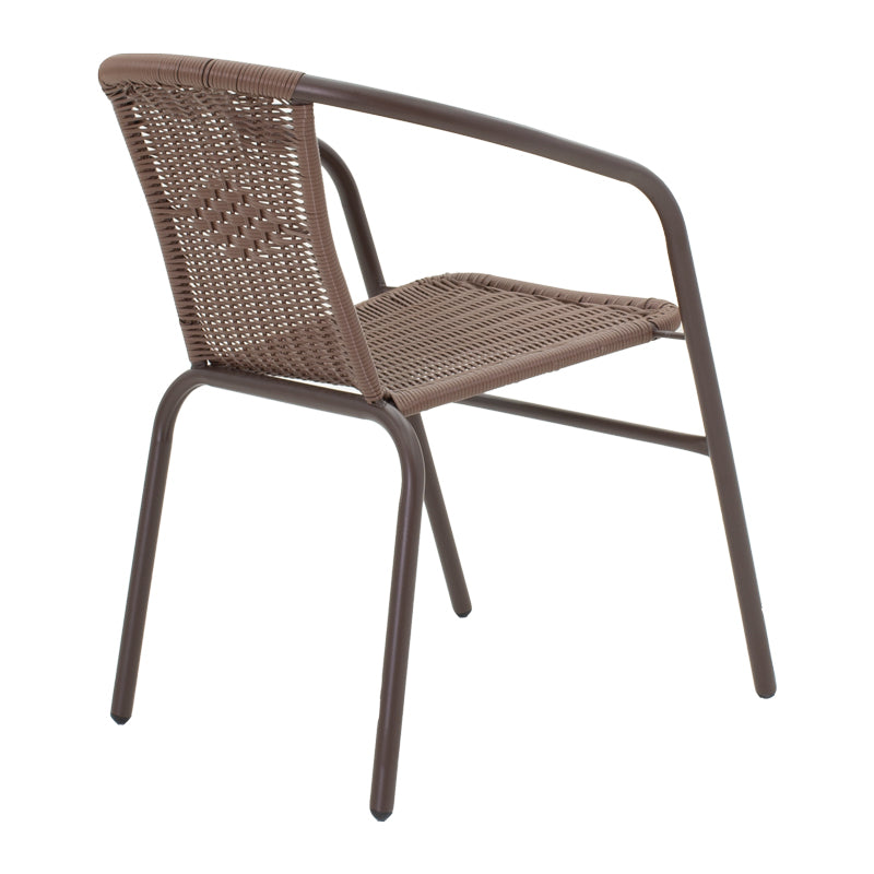Tραπεζαρία Obbi-Watson  σετ 3τεμ καφέ μέταλλο-pe rattan 60x60x70εκ - Pakobazaar