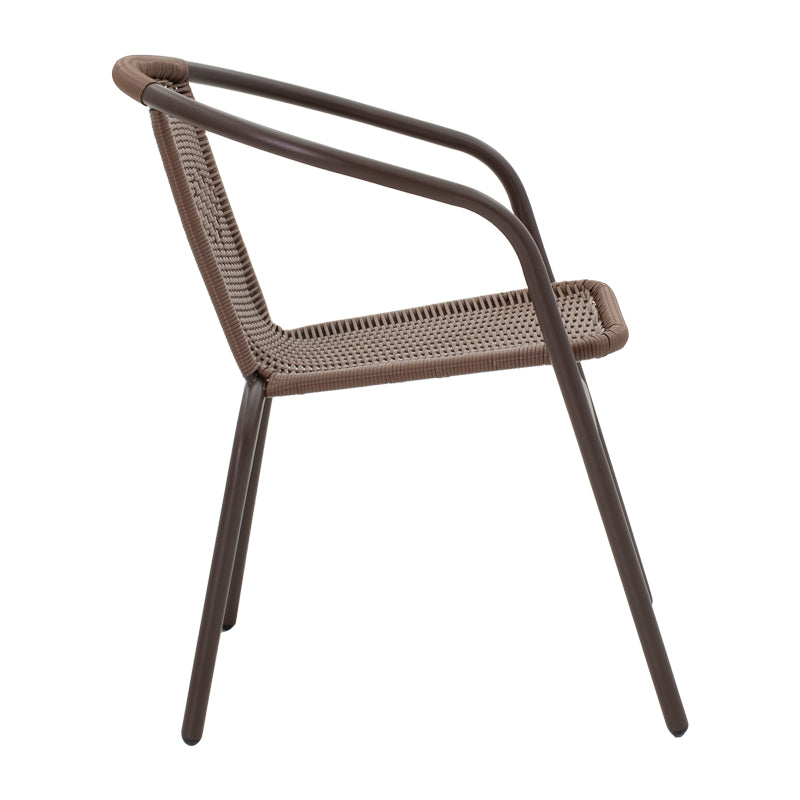 Tραπεζαρία Obbi-Watson  σετ 3τεμ καφέ μέταλλο-pe rattan 60x60x70εκ - Pakobazaar