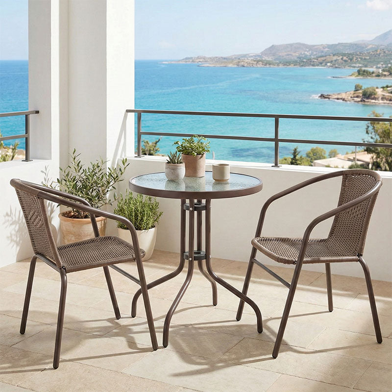 Tραπεζαρία Obbi-Watson  σετ 3τεμ καφέ μέταλλο-pe Φ60x70εκ - Pakobazaar