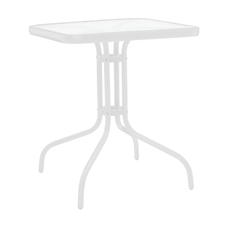 Τραπέζι Watson  μέταλλο λευκό- γυαλί 70x70x70εκ - Image 1