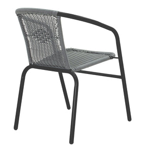 Πολυθρόνα Obbi  μαύρο μέταλλο-pe γκρι 53x59x72εκ - Pakobazaar
