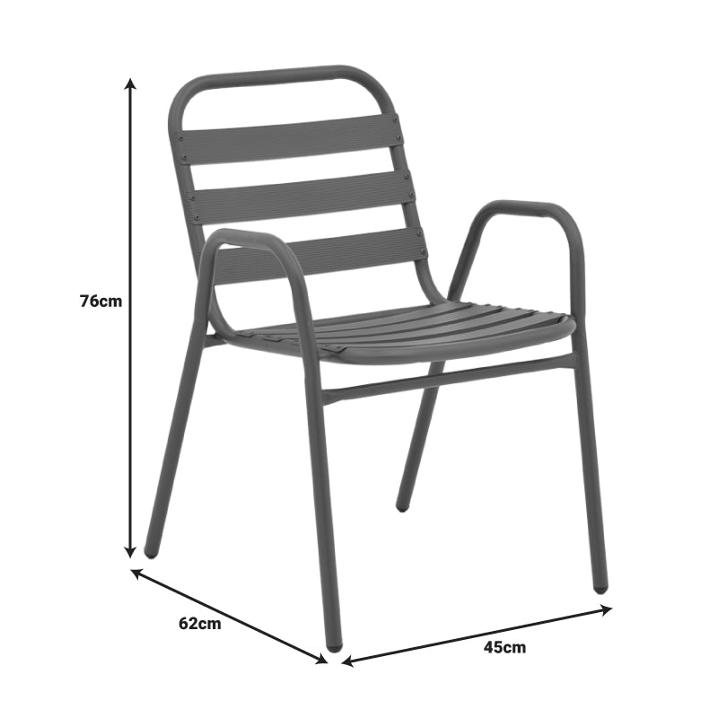 Πολυθρόνα Sussie  στοιβαζόμενη λευκό μέταλλο με φέτες αλουμινίου 45x62x76εκ - Image 2