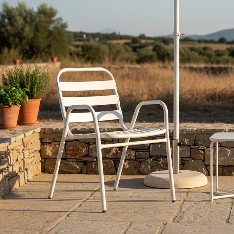 Πολυθρόνα Sussie  στοιβαζόμενη λευκό μέταλλο με φέτες αλουμινίου 45x62x76εκ - Image 3