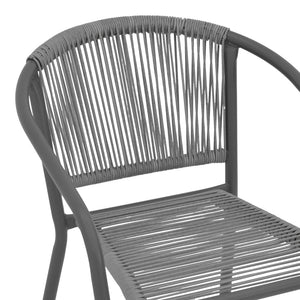 Πολυθρόνα Lindaria  στοιβαζόμενη μέταλλο-pe rattan σε ανθρακί απόχρωση 54x63x74εκ - Image 6