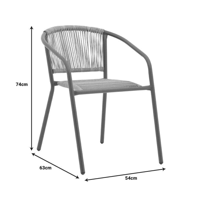 Πολυθρόνα Lindaria  στοιβαζόμενη μέταλλο σε σαμπανιζέ και pe rattan σε φυσική απόχρωση 54x63x74εκ