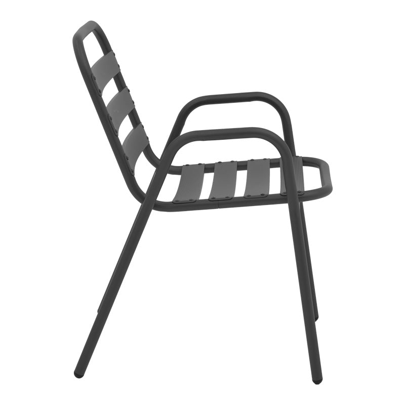 Tραπεζαρία Watson-Sussie  σετ 3τεμ μέταλλο ανθρακί-γυαλί Φ60x70εκ - Image 4