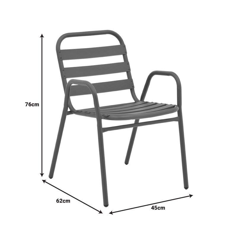 Tραπεζαρία Watson-Sussie  σετ 3τεμ μέταλλο ανθρακί-γυαλί Φ60x70εκ - Image 8