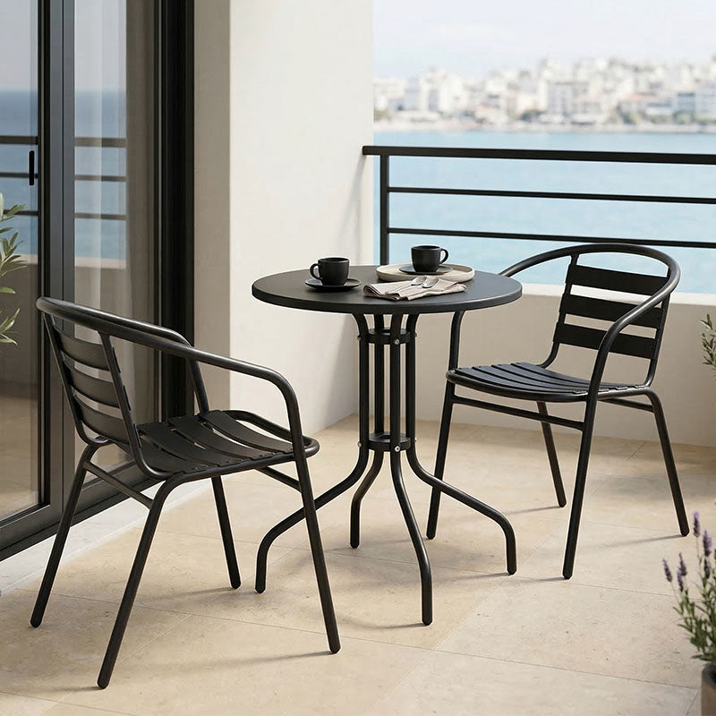 Τραπεζαρία Vergo-Tade  3τεμ μαύρο μέταλλο Φ60x70εκ - Pakobazaar