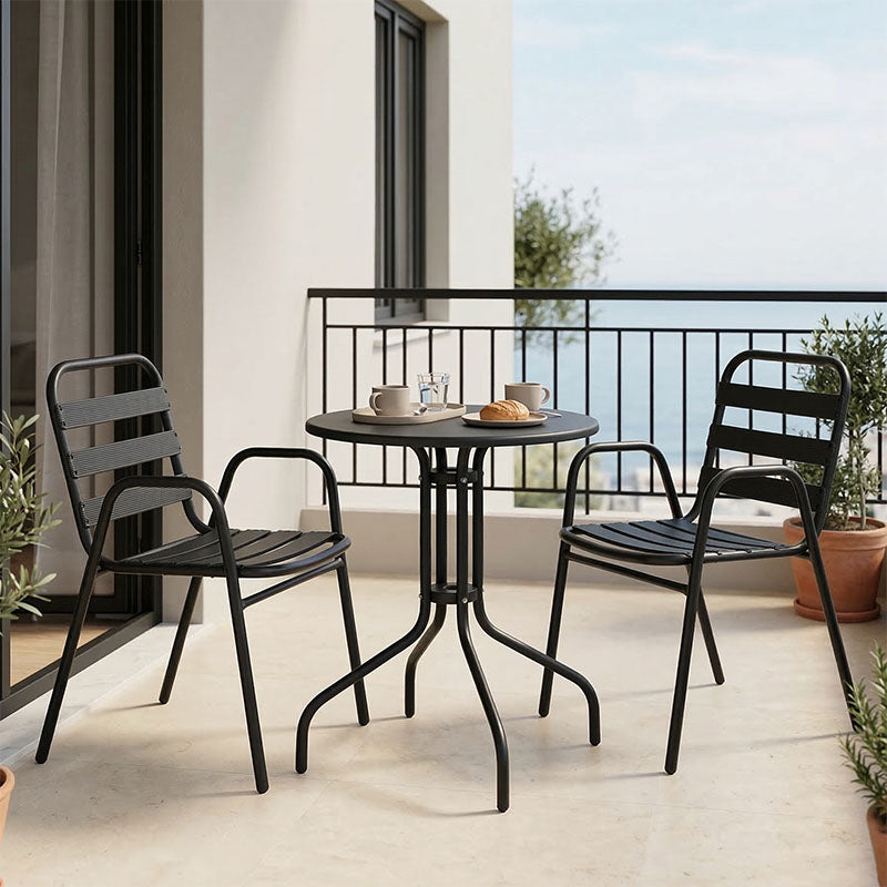 Τραπεζαρία Vergo-Sussie  3τεμ μαύρο μέταλλο Φ60x70εκ - Pakobazaar
