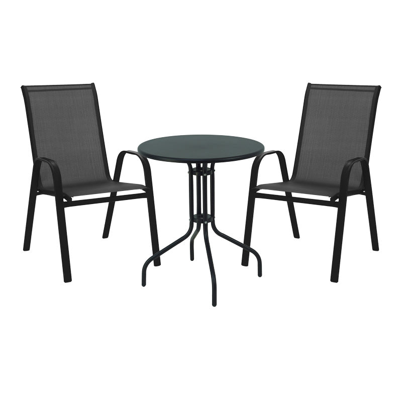 Τραπεζαρία Vergo-Calan  3τεμ μαύρο μέταλλο Φ60x70εκ - Pakobazaar