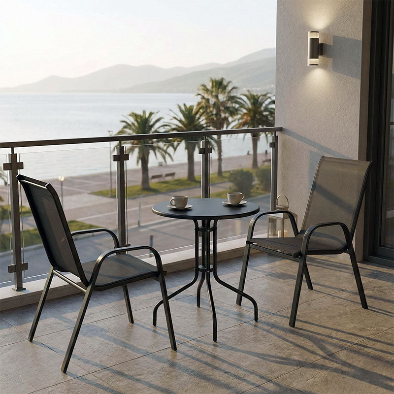 Τραπεζαρία Vergo-Calan  3τεμ μαύρο μέταλλο Φ60x70εκ - Pakobazaar