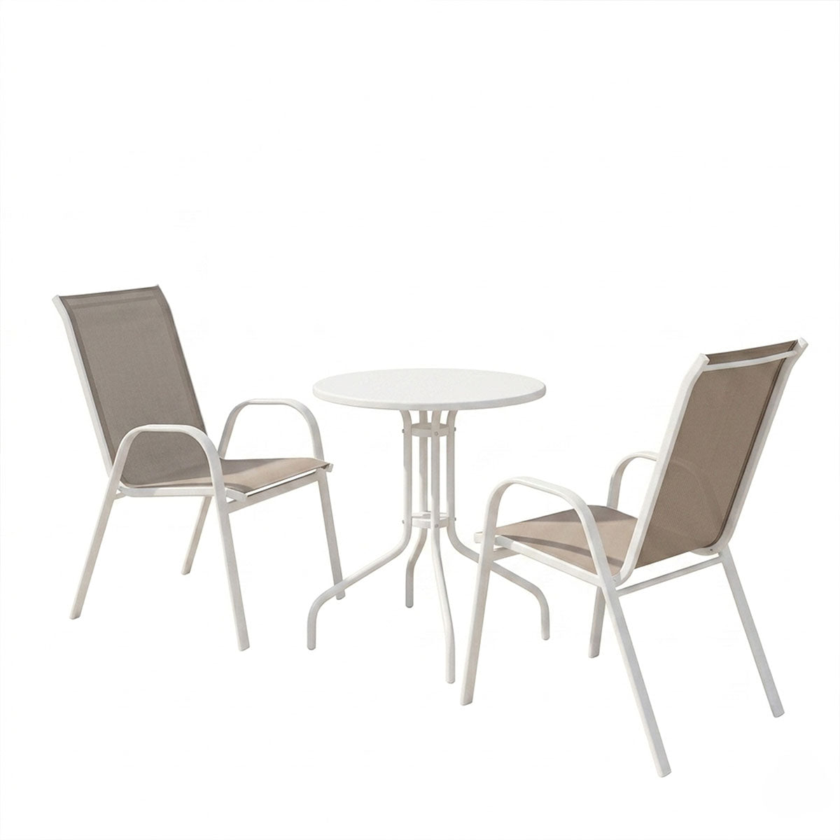 Τραπεζαρία Vergo-Calan  3τεμ λευκό μέταλλο Φ60x70εκ - Pakobazaar