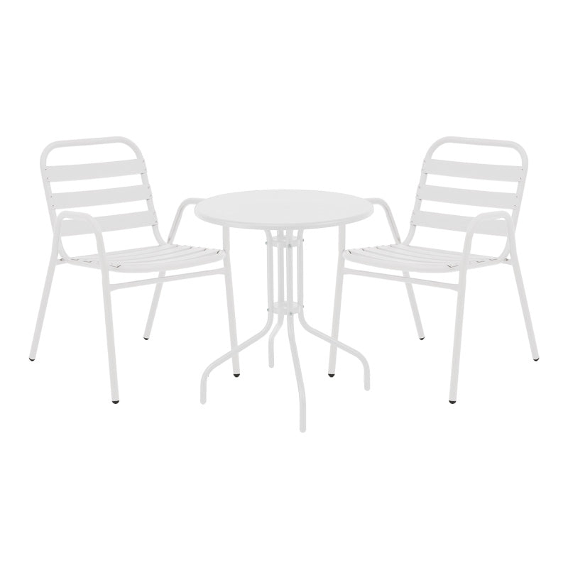 Τραπεζαρία Vergo-Sussie  σετ 3τεμ λευκό μέταλλο Φ60x70εκ - Image 1