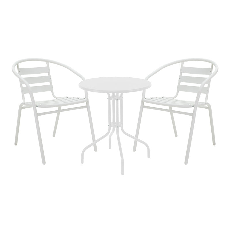 Τραπεζαρία Vergo-Tade  σετ 3τεμ λευκό μέταλλο Φ60x70εκ - Image 1