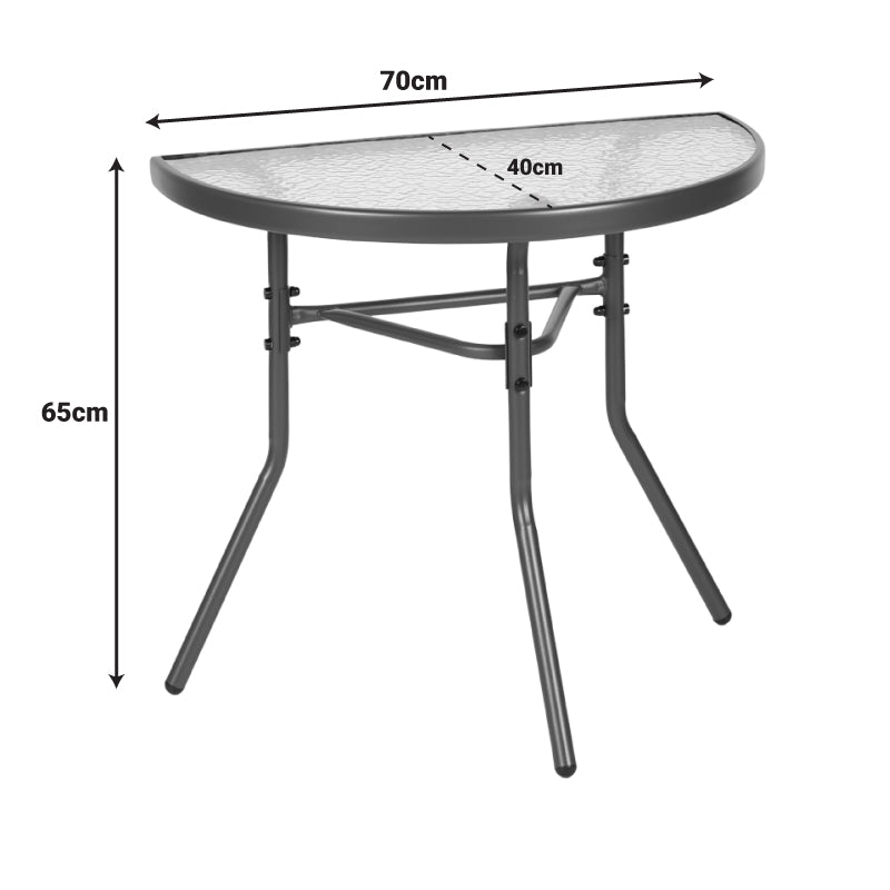 Τραπέζι ημικυκλικό Bion  γυαλί-μέταλλο σε καφέ απόχρωση 70x40x65εκ - Pakobazaar