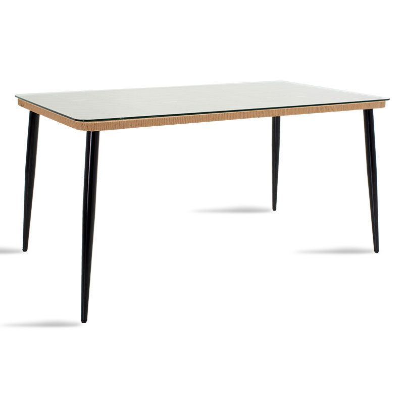 Τραπέζι Naoki  μέταλλο μαύρο-pe φυσικό-γυαλί 160x90x78εκ - Image 1