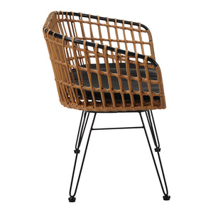 Καναπές 2θέσιος Naoki  μέταλλο μαύρο-pe φυσικό 120x55x79εκ - Pakobazaar