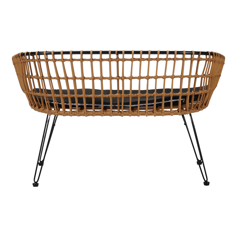 Καναπές 2θέσιος Naoki  μέταλλο μαύρο-pe φυσικό 120x55x79εκ - Pakobazaar