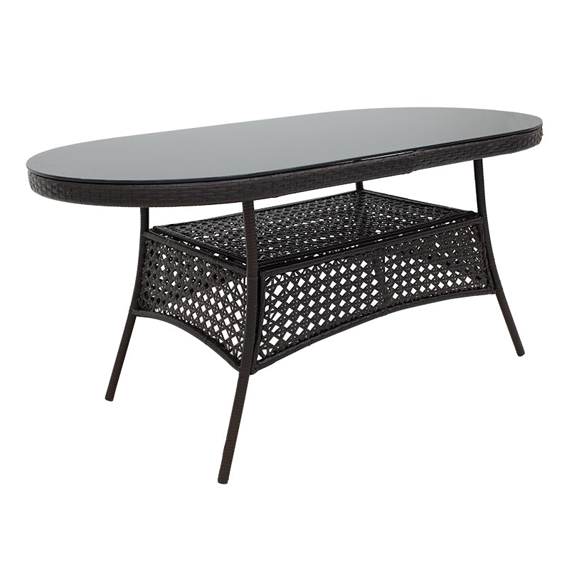 Τραπέζι Cellin  μέταλλο-pe rattan καφέ 160x80x77εκ - Pakobazaar