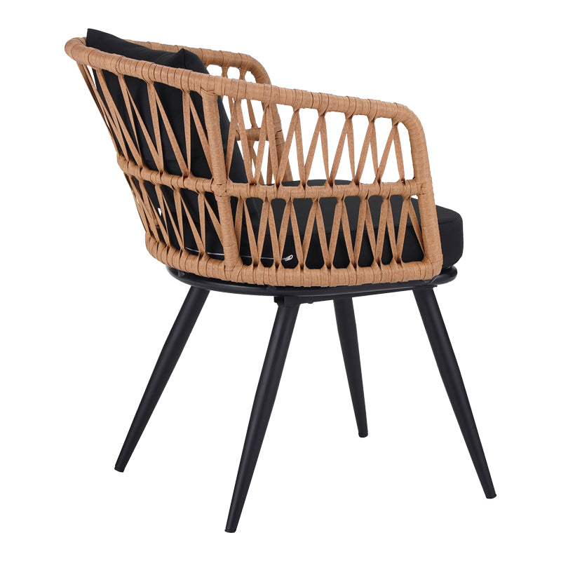 Πολυθρόνα Naoki  pe rattan -metal σε φυσική απόχρωση με μαύρα πόδια/μαξιλάρι 62x60x80εκ - Image 3