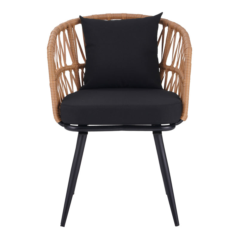 Πολυθρόνα Naoki  pe rattan -metal σε φυσική απόχρωση με μαύρα πόδια/μαξιλάρι 62x60x80εκ - Image 5