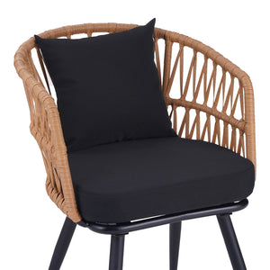 Πολυθρόνα Naoki  pe rattan -metal σε φυσική απόχρωση με μαύρα πόδια/μαξιλάρι 62x60x80εκ - Image 7