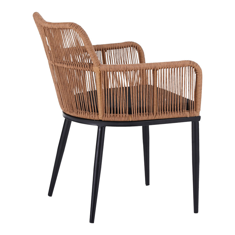 Πολυθρόνα Naoki  pe rattan -metal σε φυσική απόχρωση με μαύρα πόδια/μαξιλάρι 59x62.5x82εκ - Pakobazaar