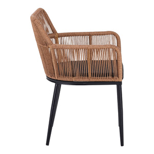 Πολυθρόνα Naoki  pe rattan -metal σε φυσική απόχρωση με μαύρα πόδια/μαξιλάρι 59x62.5x82εκ - Pakobazaar