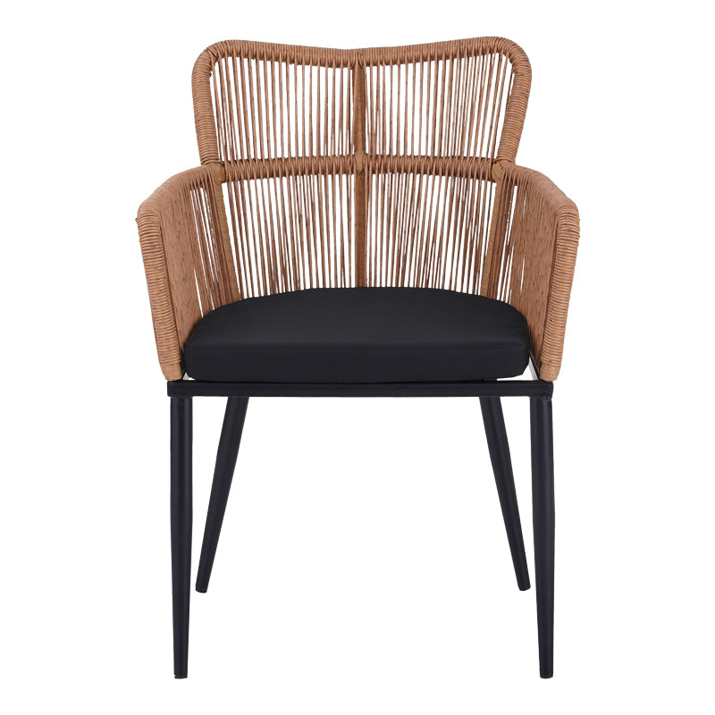 Πολυθρόνα Naoki  pe rattan -metal σε φυσική απόχρωση με μαύρα πόδια/μαξιλάρι 59x62.5x82εκ - Pakobazaar