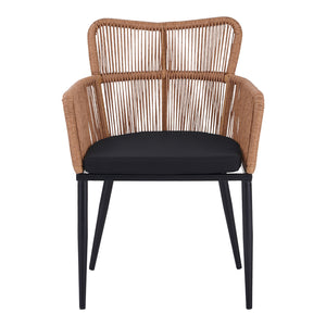 Πολυθρόνα Naoki  pe rattan -metal σε φυσική απόχρωση με μαύρα πόδια/μαξιλάρι 59x62.5x82εκ - Pakobazaar