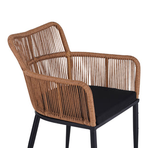 Πολυθρόνα Naoki  pe rattan -metal σε φυσική απόχρωση με μαύρα πόδια/μαξιλάρι 59x62.5x82εκ - Pakobazaar