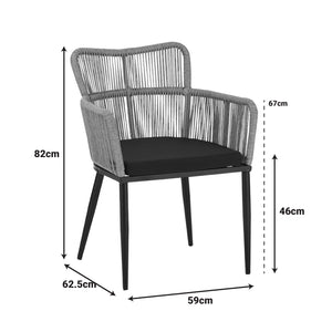 Πολυθρόνα Naoki  pe rattan -metal σε φυσική απόχρωση με μαύρα πόδια/μαξιλάρι 59x62.5x82εκ - Pakobazaar