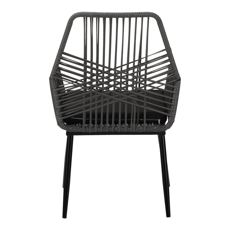 Πολυθρόνα Tanish  pe rattan σε γκρι απόχρωση με μαύρα μεταλλικά πόδια 58x58.5x87εκ - Pakobazaar