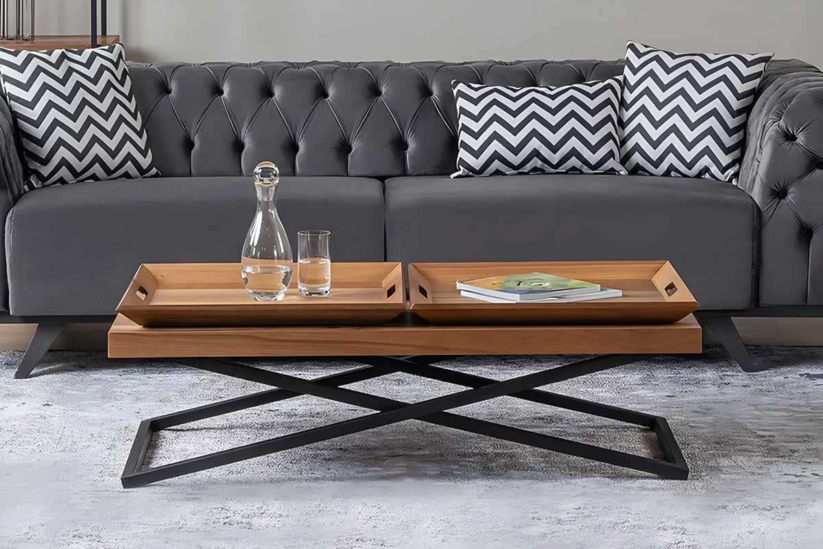Τραπεζάκι Σαλονιού Ydra Καρυδί 120x60x42 εκ. MDF