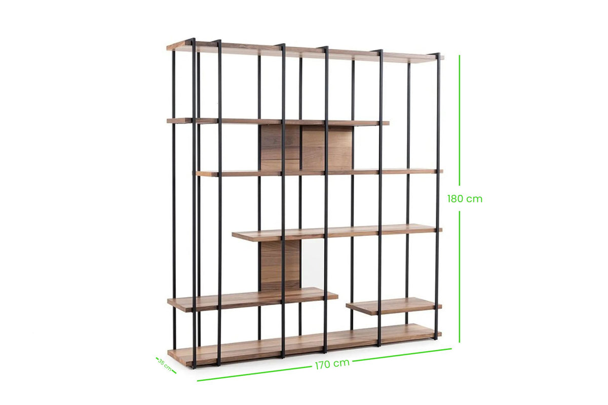 Βιβλιοθήκη Ammoudi Με Μεταλλικά Πόδια Καρυδί 170x35x180 εκ. Μελαμίνης